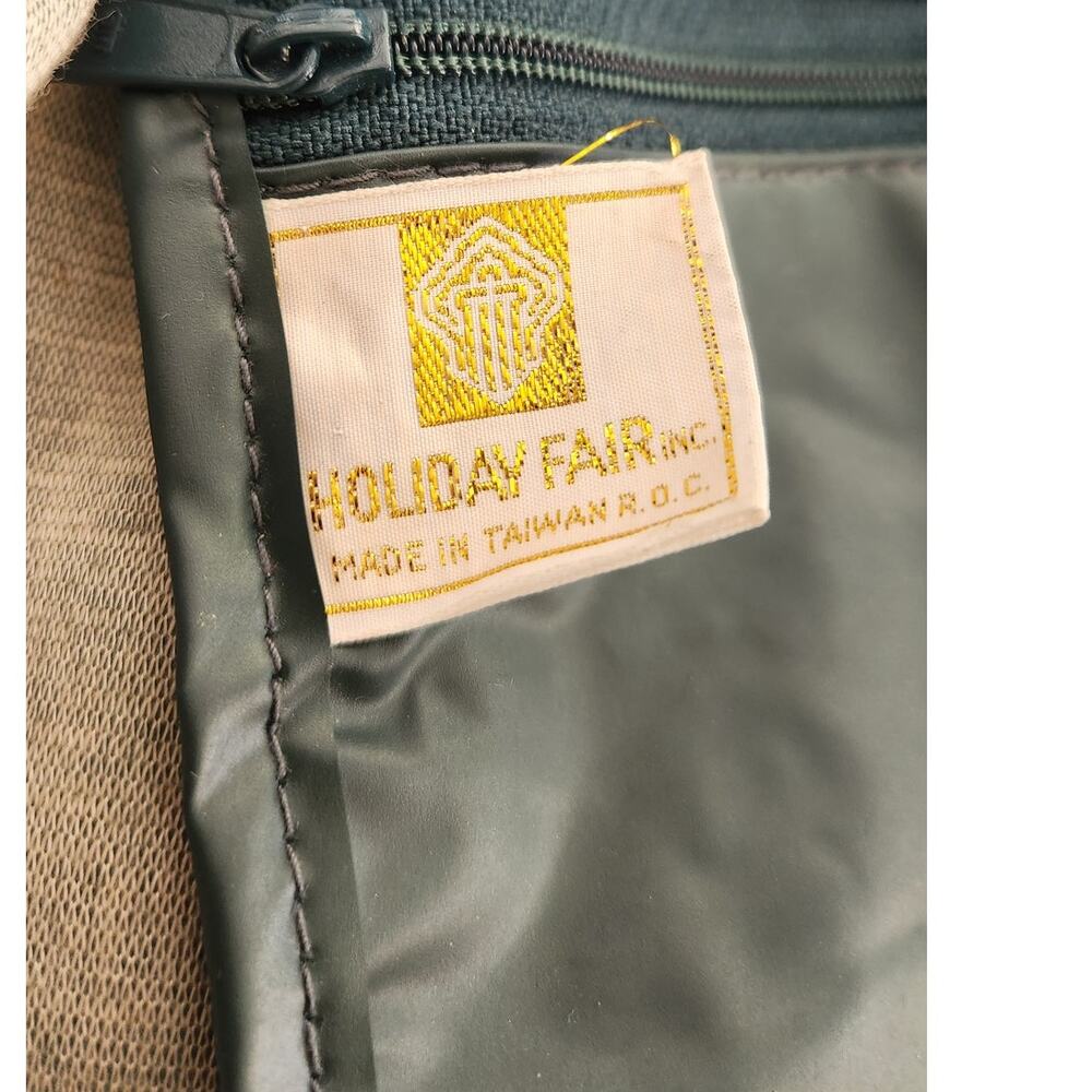 Vintage Holiday Fair Dark Green Faux Vegan Leather Shoulder Purse Made Taiwan - Picture 9 of 12